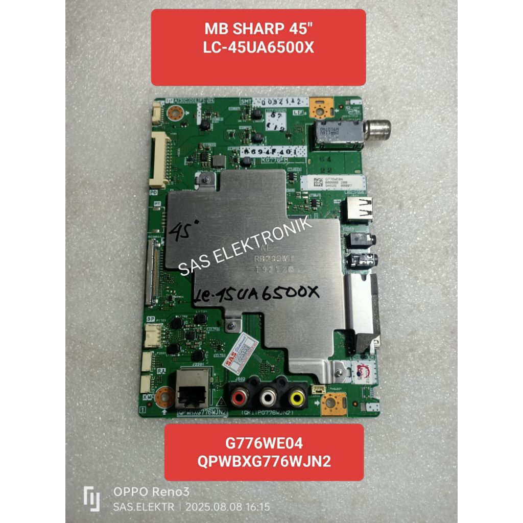 MB BOARD MOTHERBOARD MAINBOARD MESIN TV LED SHARP 45 INCH LC-45UA6500X LC-45UA6500 X QPWBXG776WJN2 G