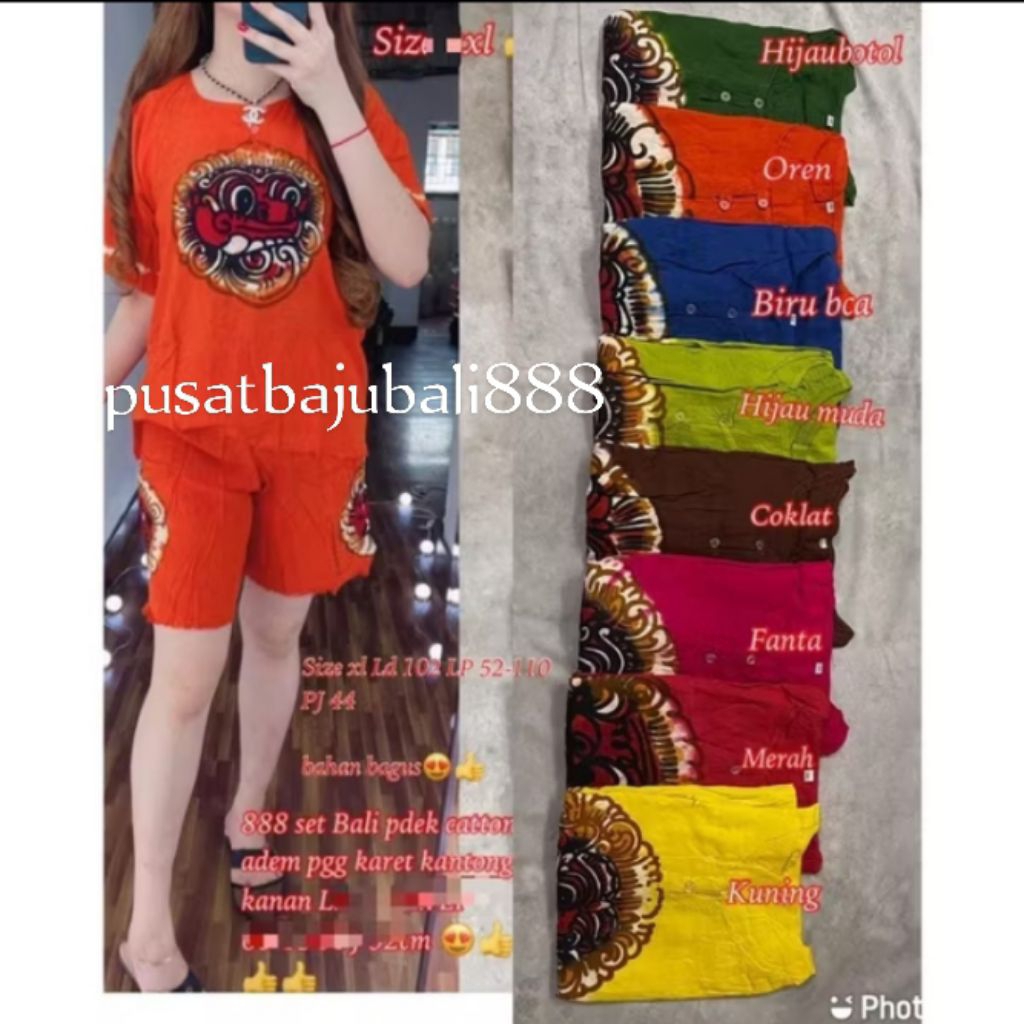 Set Barong Bali Celana Pendek Size S-XXXL dewasa bahan tebal,adem