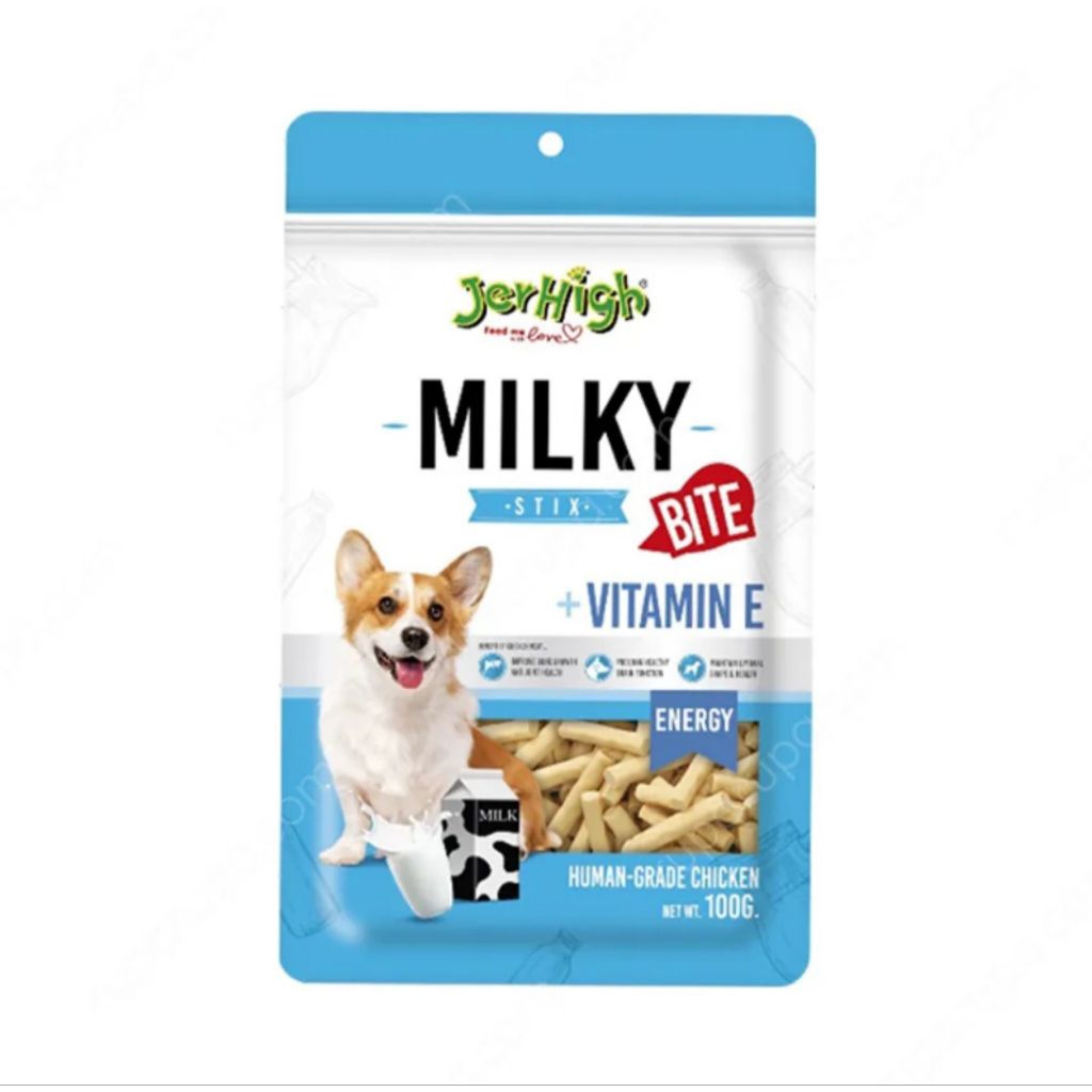 JERHIGH SNACK ANJING 100 GRAM - Jerhigh Milky Stix Bite Vitamin E - Snack Anjing - Cemilan Anjing - 