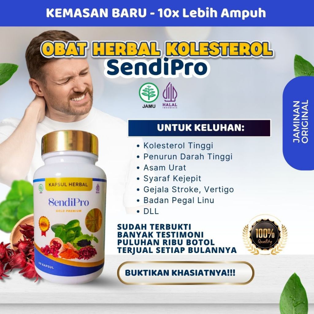 KEMASAN BARU Kapsul SendiPro Herbal Atasi Kolesterol Tinggi - Ampuh Menurunkan Kadar Kolesterol Seca