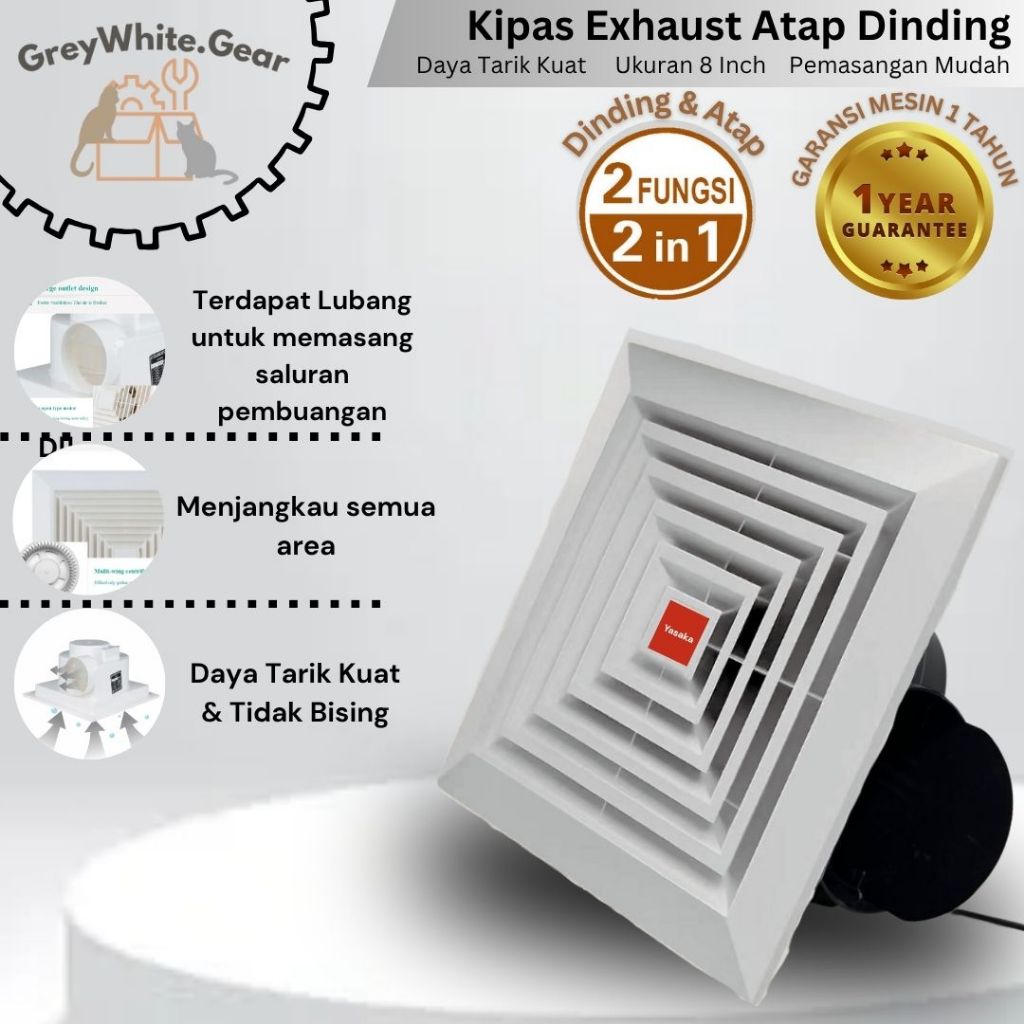 Kipas Exhaust Fan Kipas Hexos Sunyi Kencang Kuningan Bergaransi Pipa Pembuangan