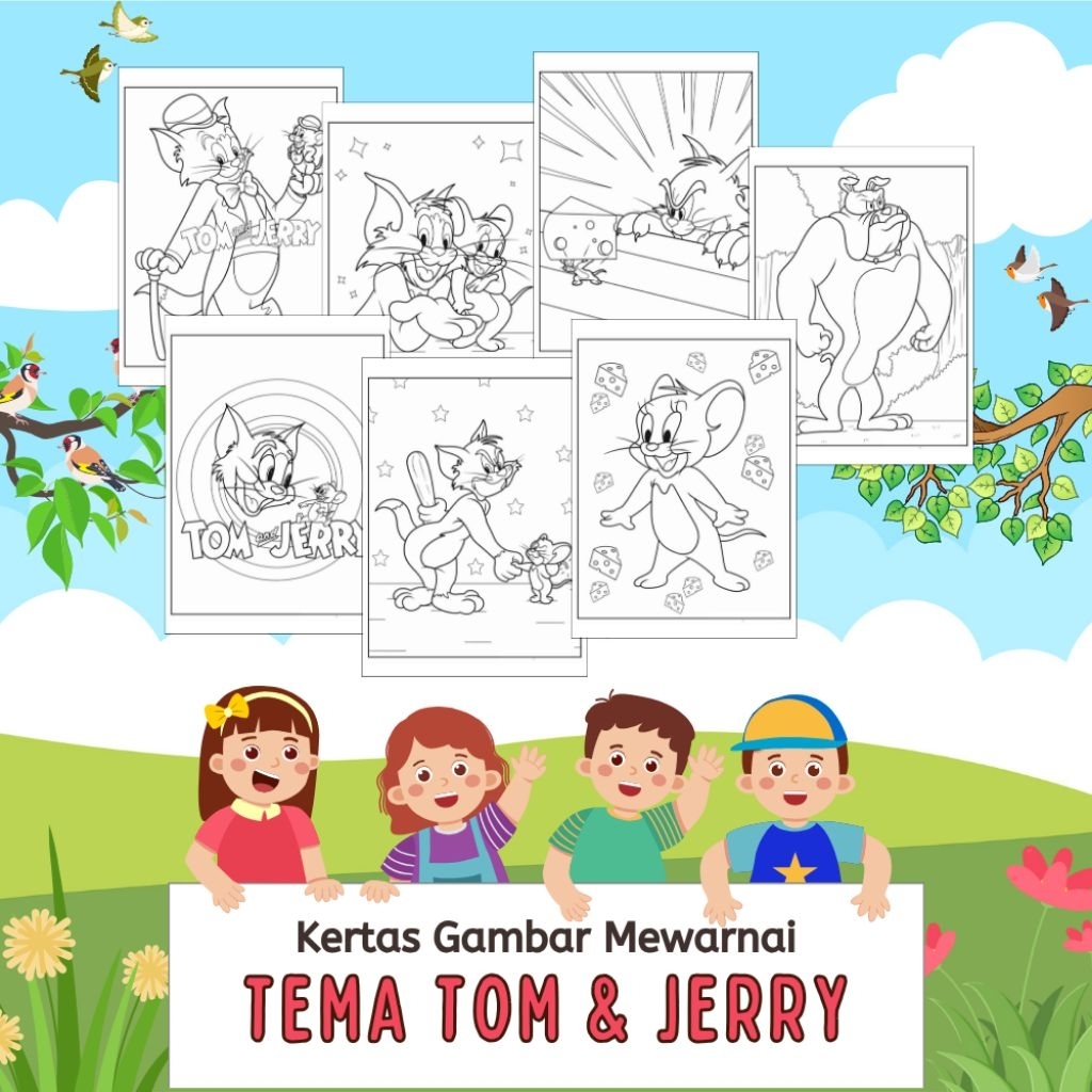 

20 LEMBAR KERTAS MEWARNAI ANAK TEMA TOM & JERRY (READY LANGSUNG KIRIM)