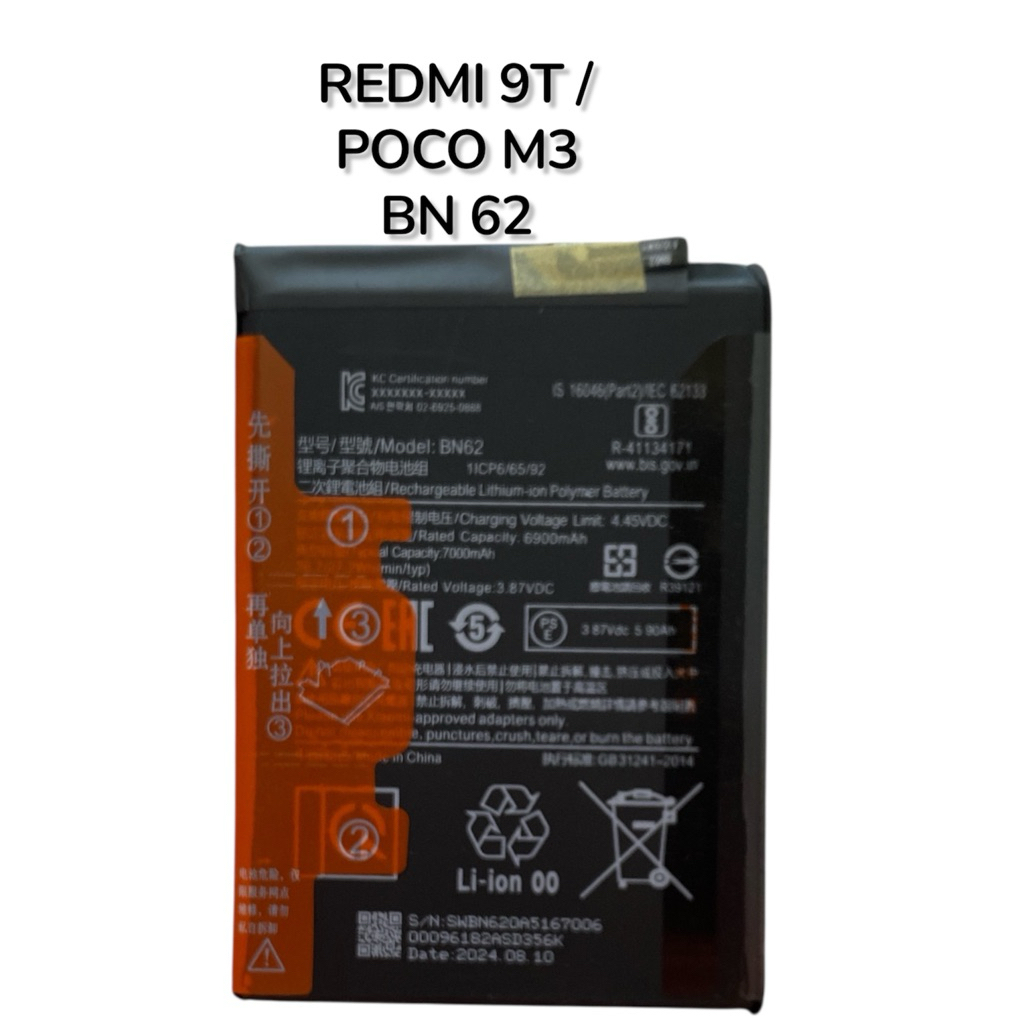 Baterai Xiaomi BN-62 baterai original Xiaomi Redmi 9T Pocophone M3 BN62