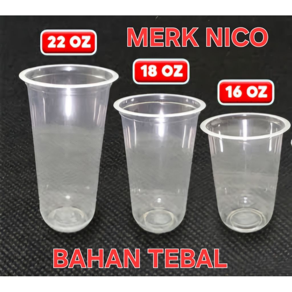 gelas plastik oval 16 oz / gelas plastik oval 18 oz / gelas plastik oval 22 oz