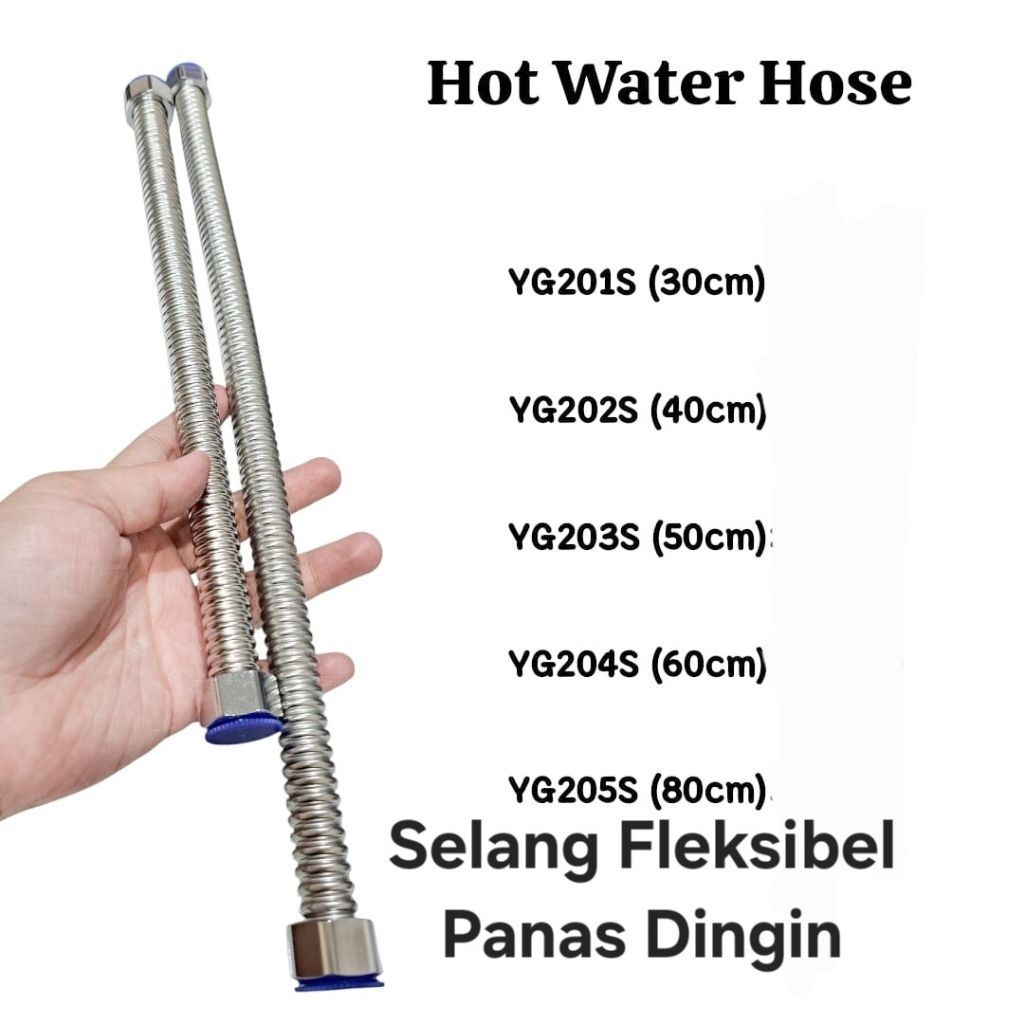 Selang Fleksibel Sambungan Air Drat 1/2 Stenlis || Selang water HeaterKaku Bagus