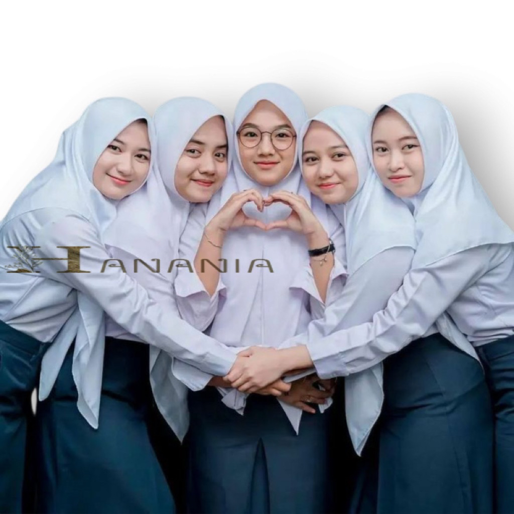 HANANIA Hijab Sekolah Magnetik Instan Paris Premium Jilbab Seragam Pramuka Anak SMP SMA Putih Polos