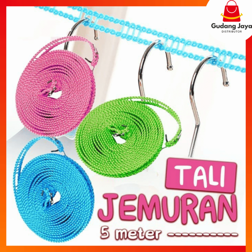 TALI JEMURAN 5 METER PORTABLE / TALI JEMURAN BAJU PAKAIAN