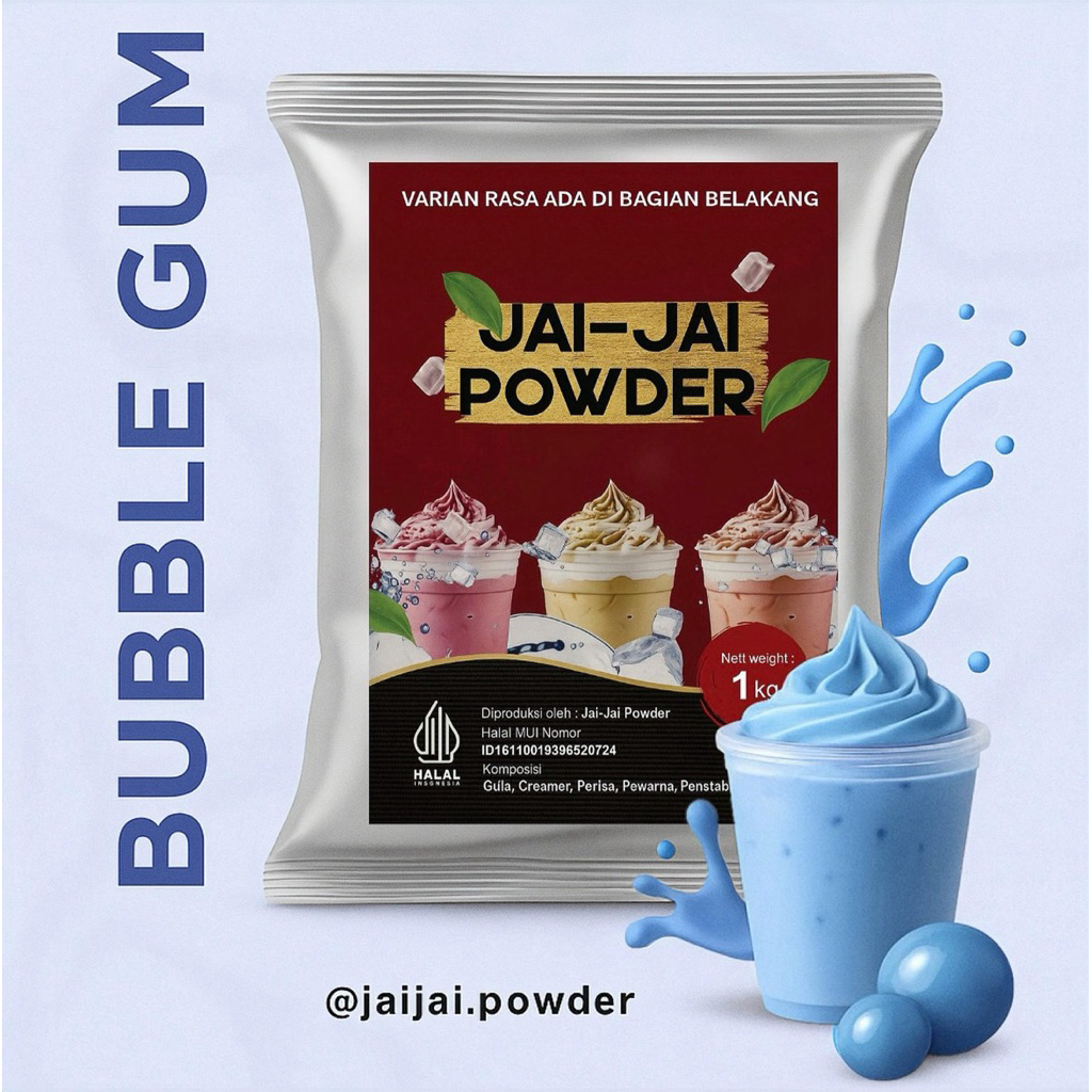 

Bubuk Minuman 1kg - Bubble Gum - Jai Jai Powder