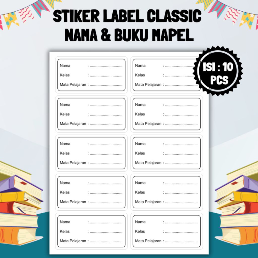 

Stiker Label Classic Nama & Buku Mata Pelajaran Sekolah, Sticker Tempelan Sampul Mapel, EP-SLNB-0001