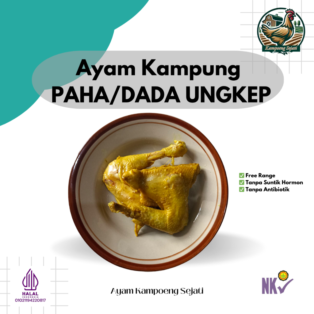 

Ayam Kampung Ungkep (2 potong Paha dan Dada) Siap Goreng + Sambal - Kampoeng Sejati