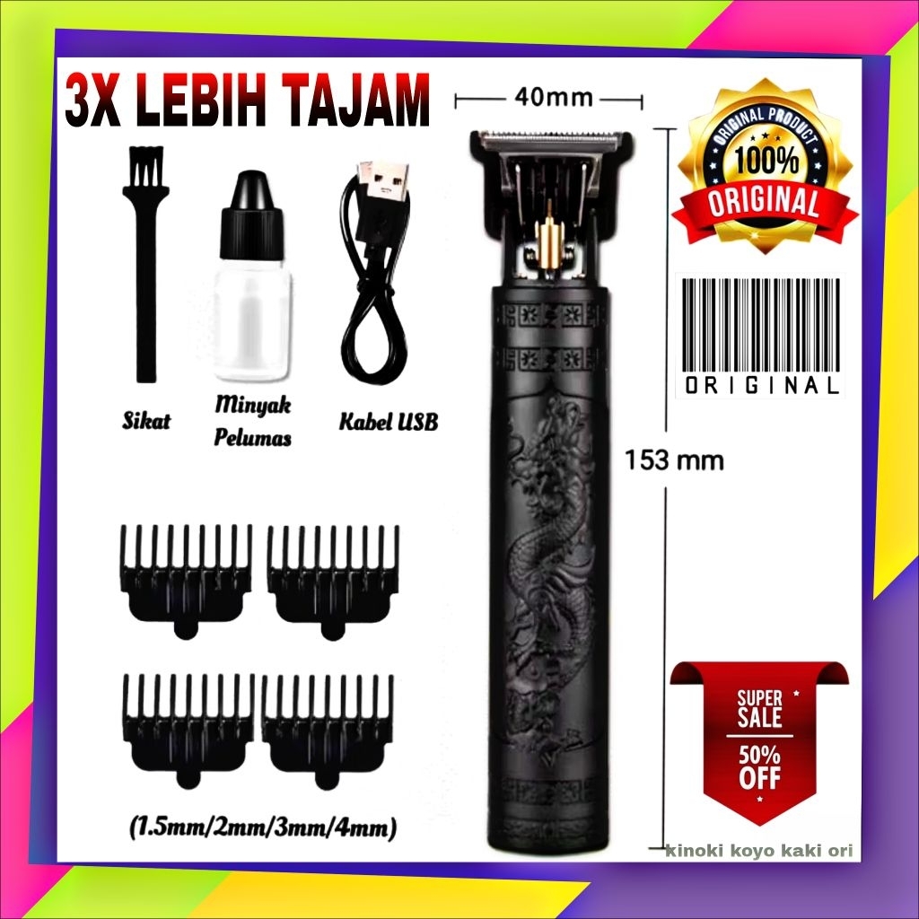 Alat cukur elektrik hair clipper T9 Vintage Original alat cukur rambut kumis jenggot warna hitam