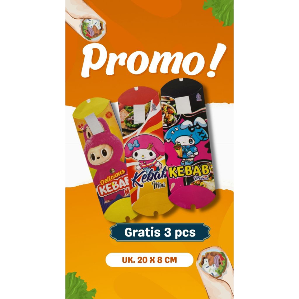 

Bungkus Kebab Mini isi 100 pcs gratis 3 pcs ukuran 20 x 8 cm bahan tebal