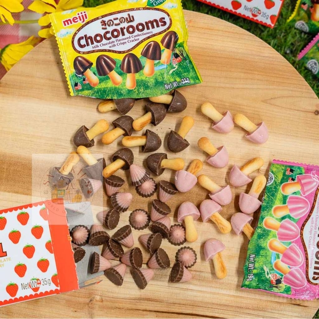 

Meiji Chocorooms Coklat jamur strawberry & Coklat (Ready)