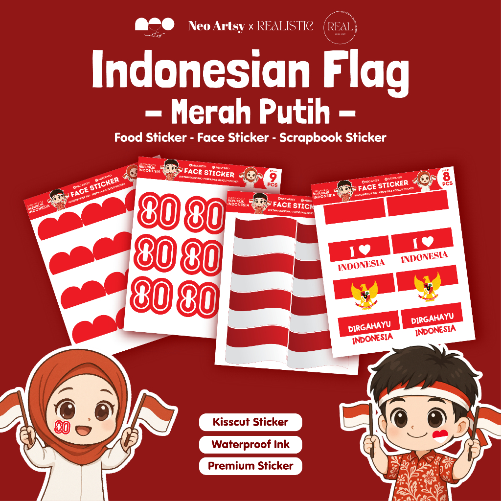 

Stiker Pipi Merah Putih Agustusan - Scrapbook & Face Sticker - Stiker Bendera Kemerdekaan HUT RI