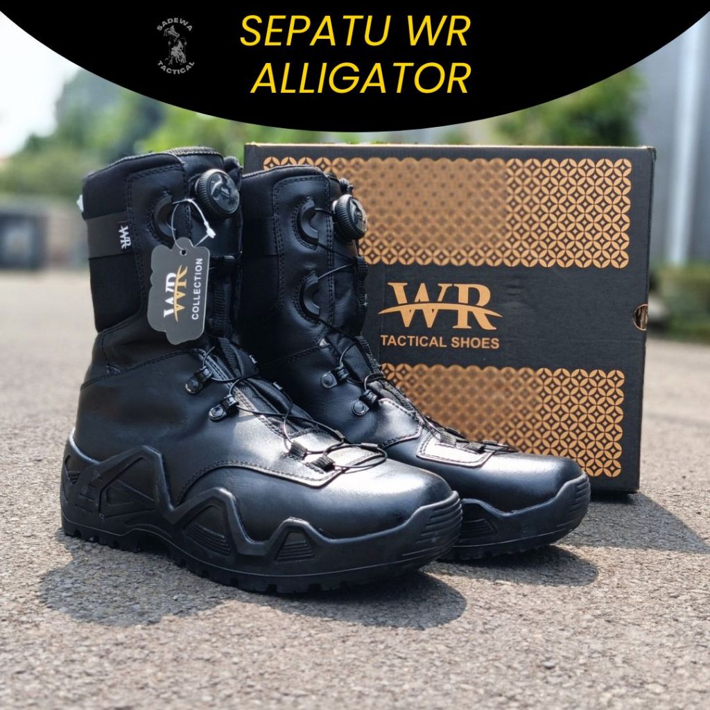 Sepatu WR Tactical Alligator / Sepatu PDL model tali putar WR tactical boots / WR Sepatu PDL