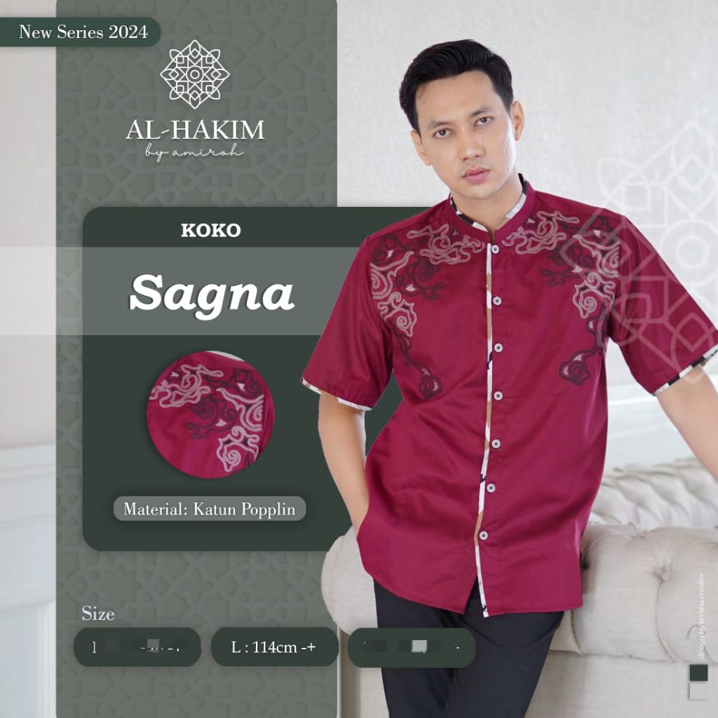 Koko pria lengan pendek/koko by Al-Hakim ori/baju muslim