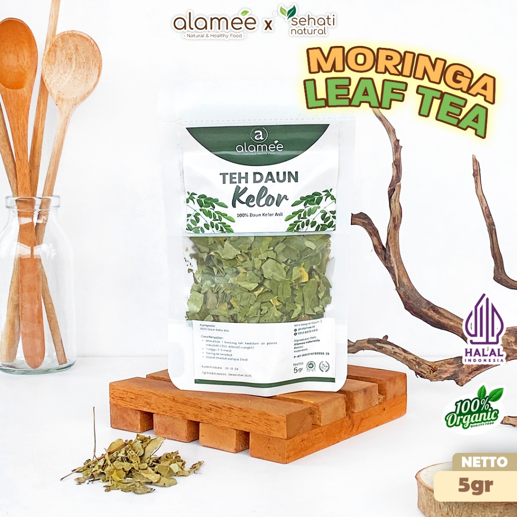 

ALAMEE Teh Daun Kelor Herbal Alami Moringa Tea Flower Asli Kering Organik Siap Seduh Minum 5gr