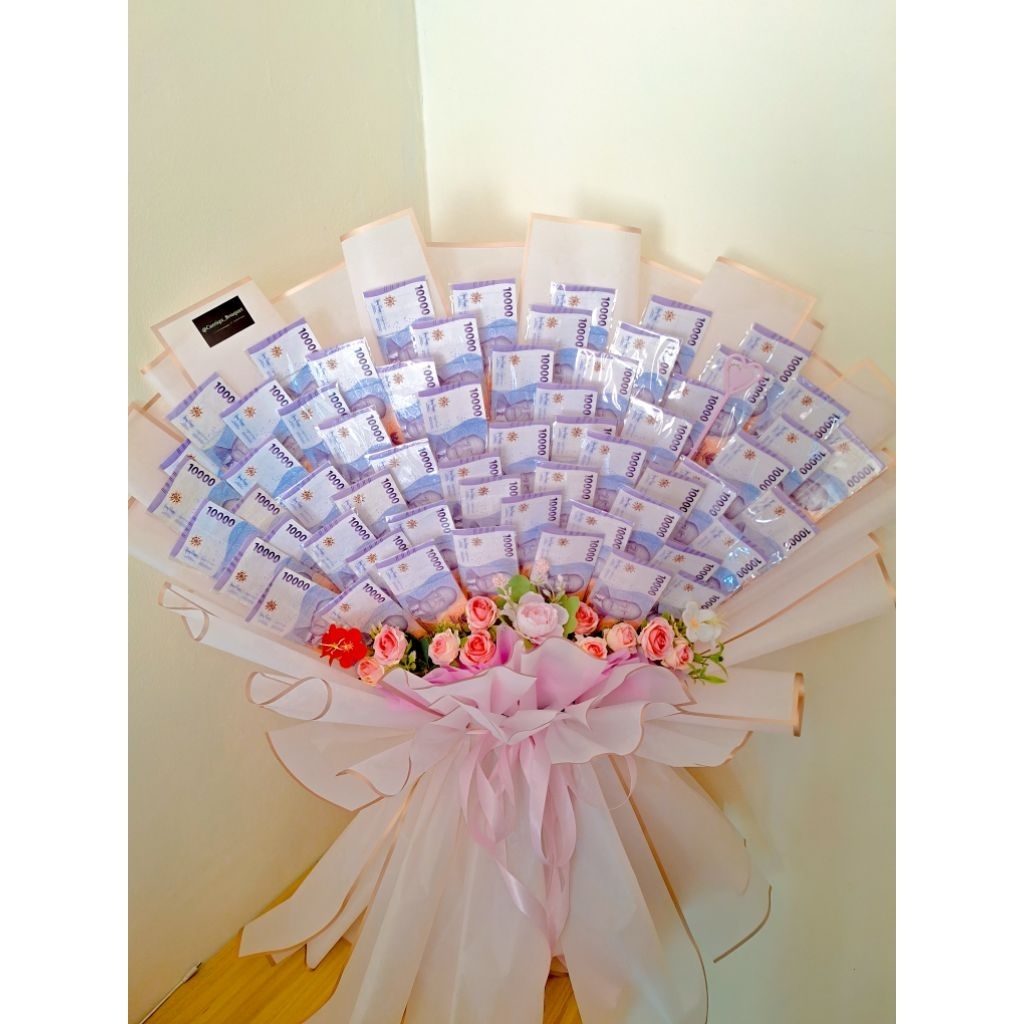 buket uang jumbo- buket kosongan - jasa buket uang - money buket mainan 50 & 100 lembar mix bunga ar