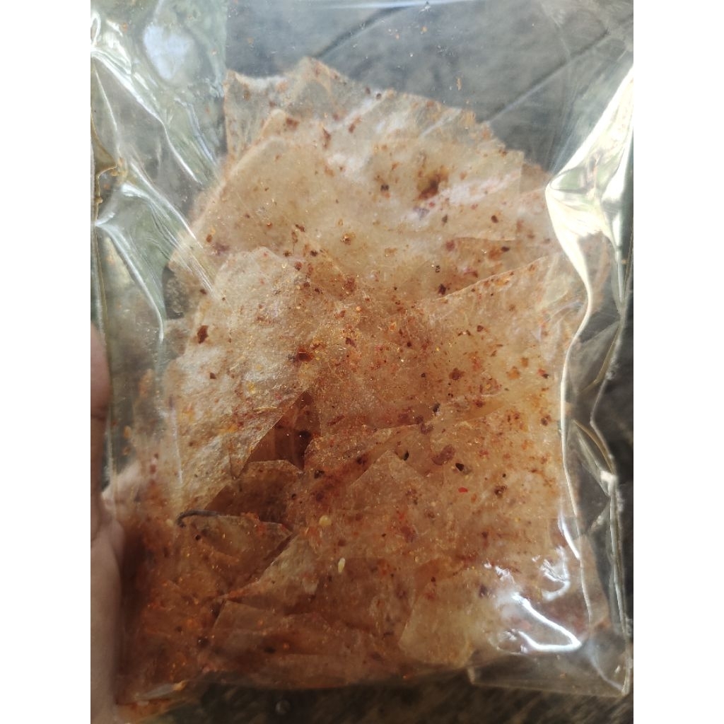 

Kripca Pedas Extra Daun Jeruk / Keripik Kaca /Keripik Beling / Jajanan Vira Bumbu Melimpah Kemasan 500 Gram
