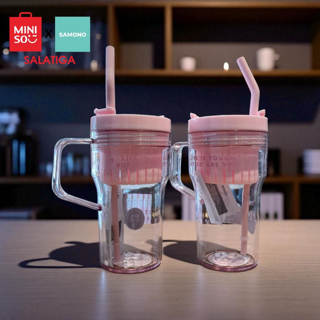 Miniso Pink Gold Series Tumbler with Handle 720mL