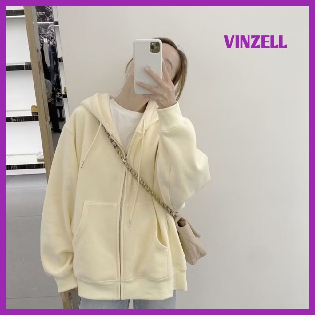 ( S - 6XL ) ZIP Hoodie POLOS BASIC CREAM Big Size M L XL XXL 2XL 3XL 4XL 5XL 6L Jacket Zipper Reslet