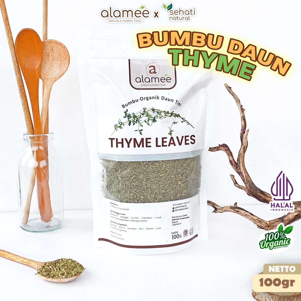 

ALAMEE Thyme Kering Daun Timi Bumbu Dapur Organik Garnish Dried Leaves Murni Tanpa Campuran 100g