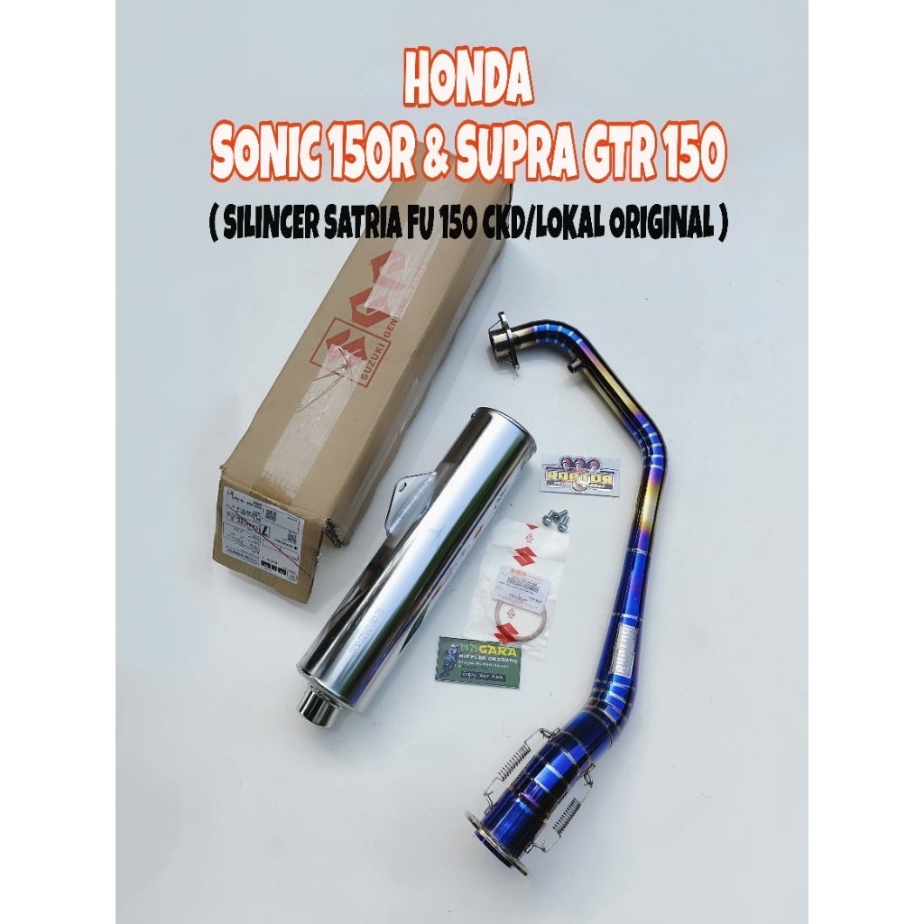 KNALPOT SATRIA FU CKD/ ORI LOKAL PNP DI HONDA SONIC 150R & SUPRA GTR 150R