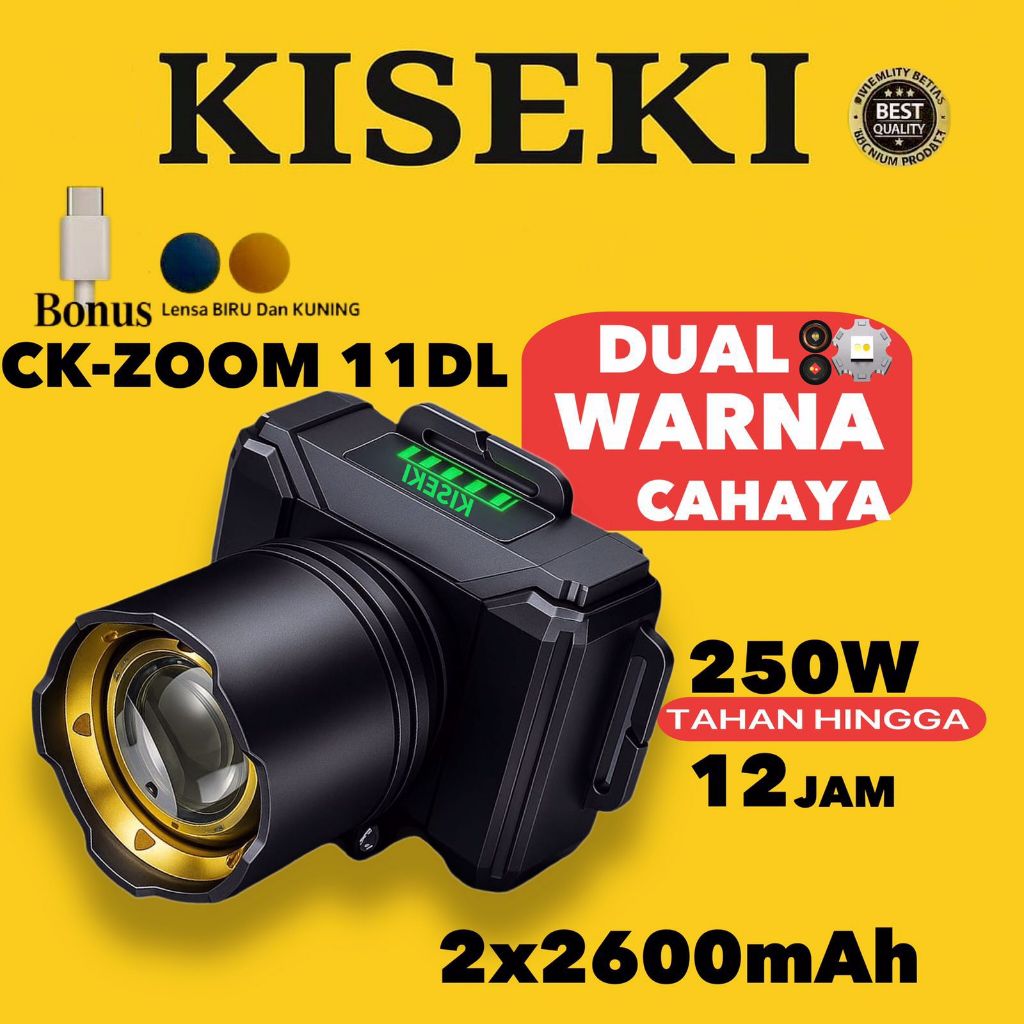NEW - KISEKI SENTER KEPALA ZOOM DUAL MODE CAHAYA PUTIH DAN KUNING 150/200/300WATT SENTER KEPALA