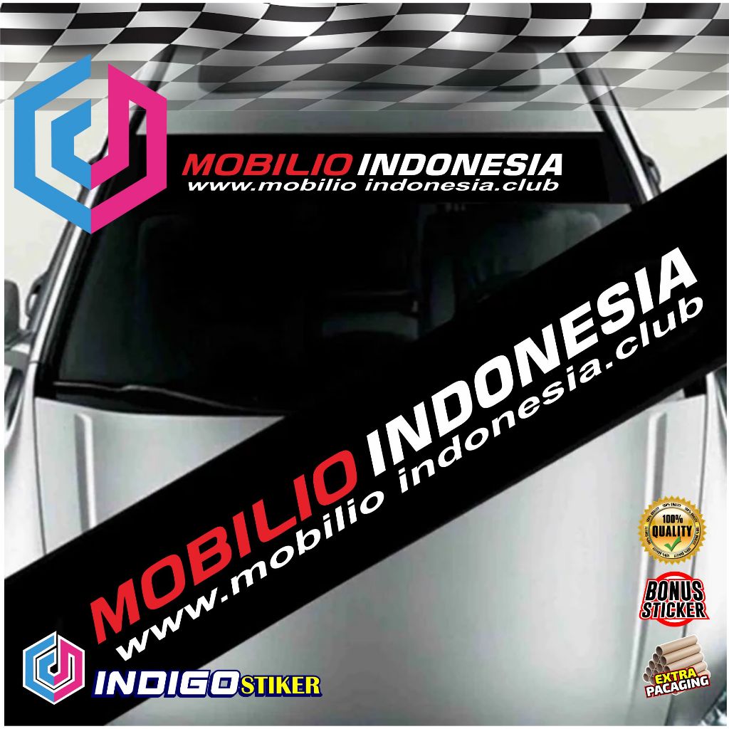 TERMURAH Cutting Sticker Mobilio Indonesia – Stiker Kaca Depan 90x8.5 cm ELEGAN