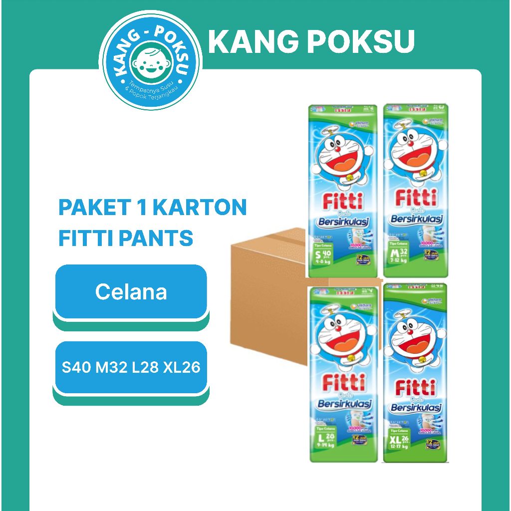 FITTI PANTS PAKET 1 KARTON ISI 6 BALL S40 M32 L28 XL26 - POPOK CELANA MURAH KPS PPKS