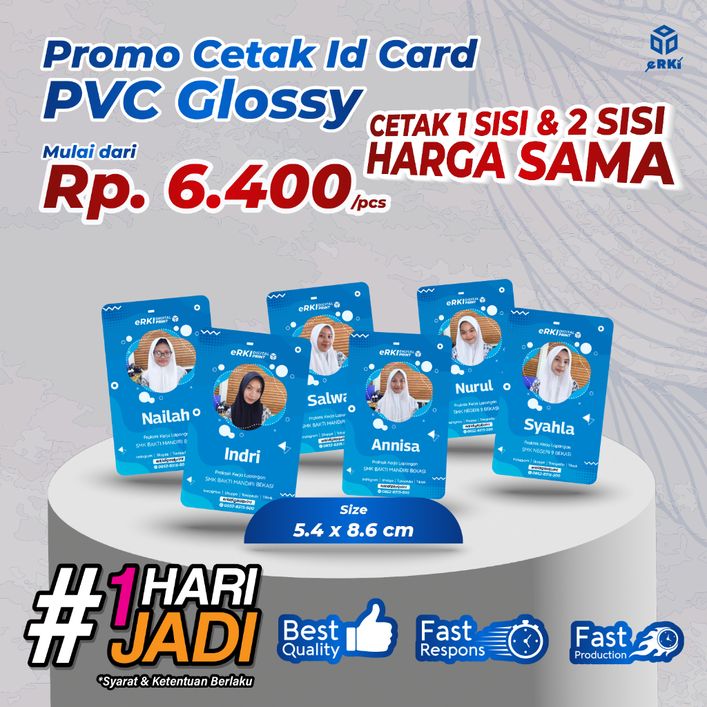 

Cetak Id Card PVC Glossy / Custom / Tali Id Card - ERKI PRINTING