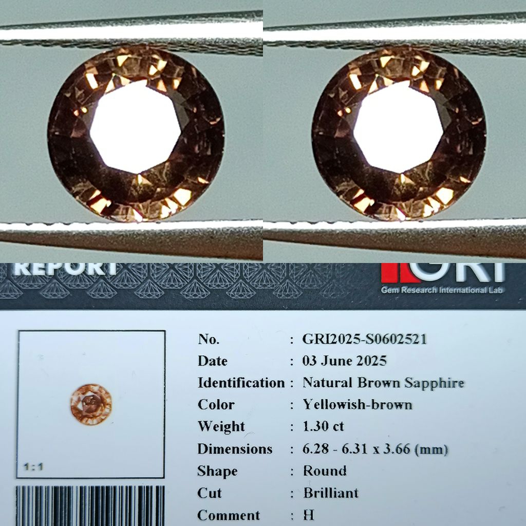 NATURAL BROWN SAPPHIRE MEMO GRI LAB