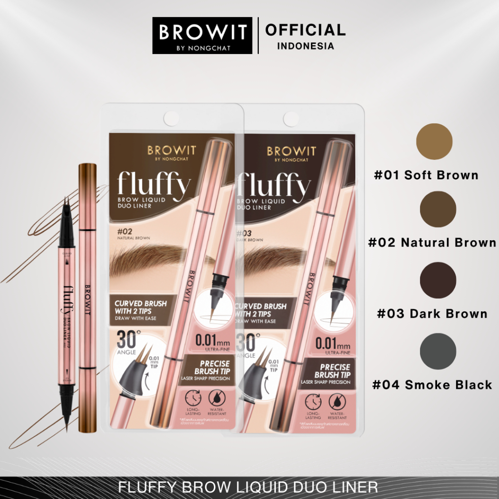 BROWIT BY NONGCHAT Fluffy Brow Liquid Duo Liner / Eyeliner Waterproof / Eyebrow 2 in 1 / Spidol Alis