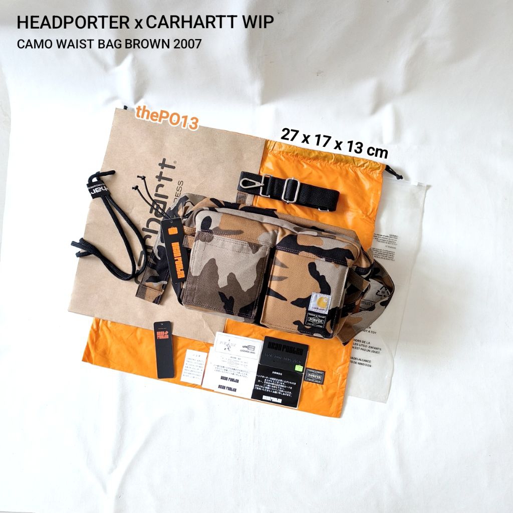 HEAD PORTER X CARHARTT WIP DUCK CAMO WAIST BAG BROWN SS07 AUTHENTIC 100% BNWT