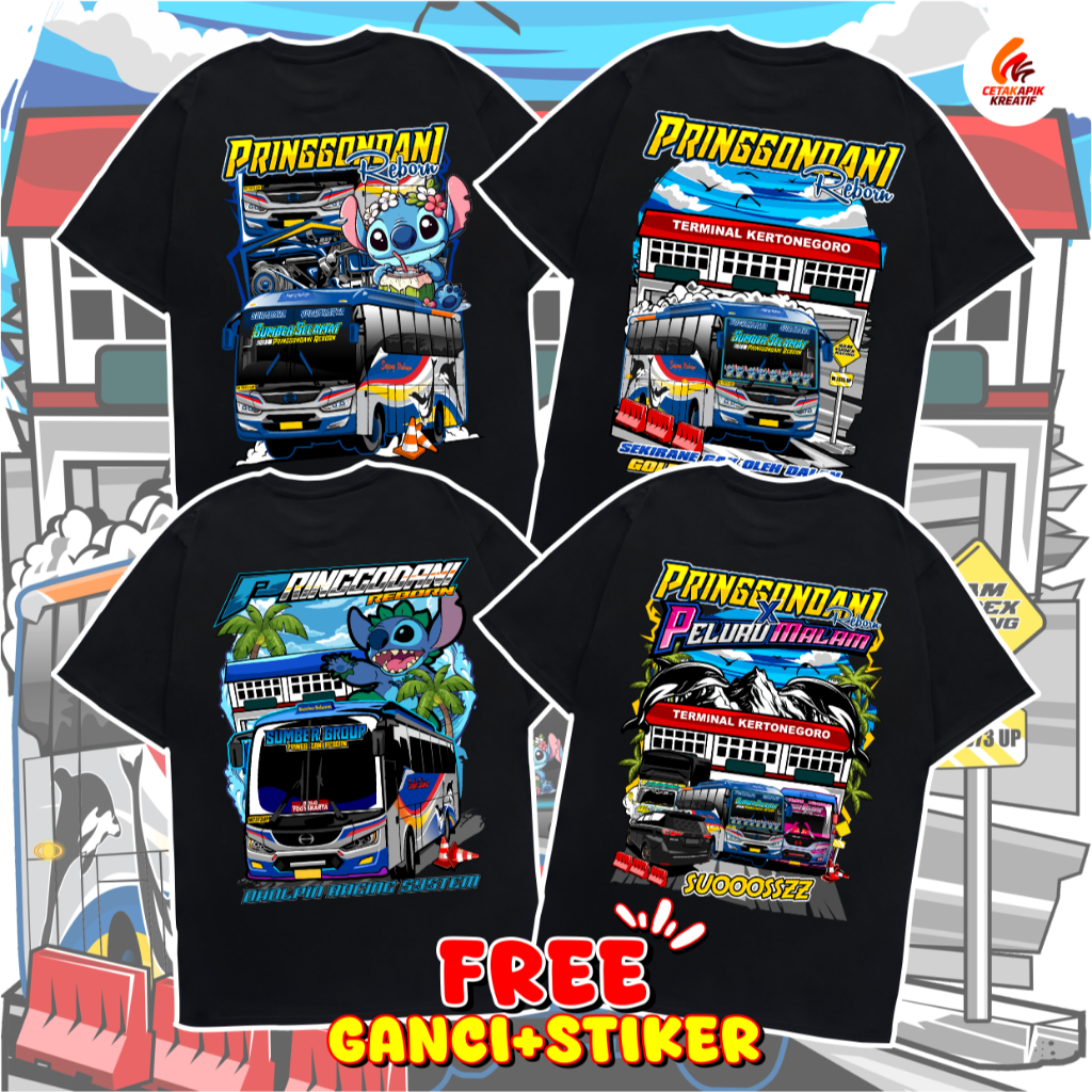 (free sticker + ganci) Kaos Bus Premium Anak Dewasa Sugeng Rahayu Pringgodani Sumber Group Terbaru C