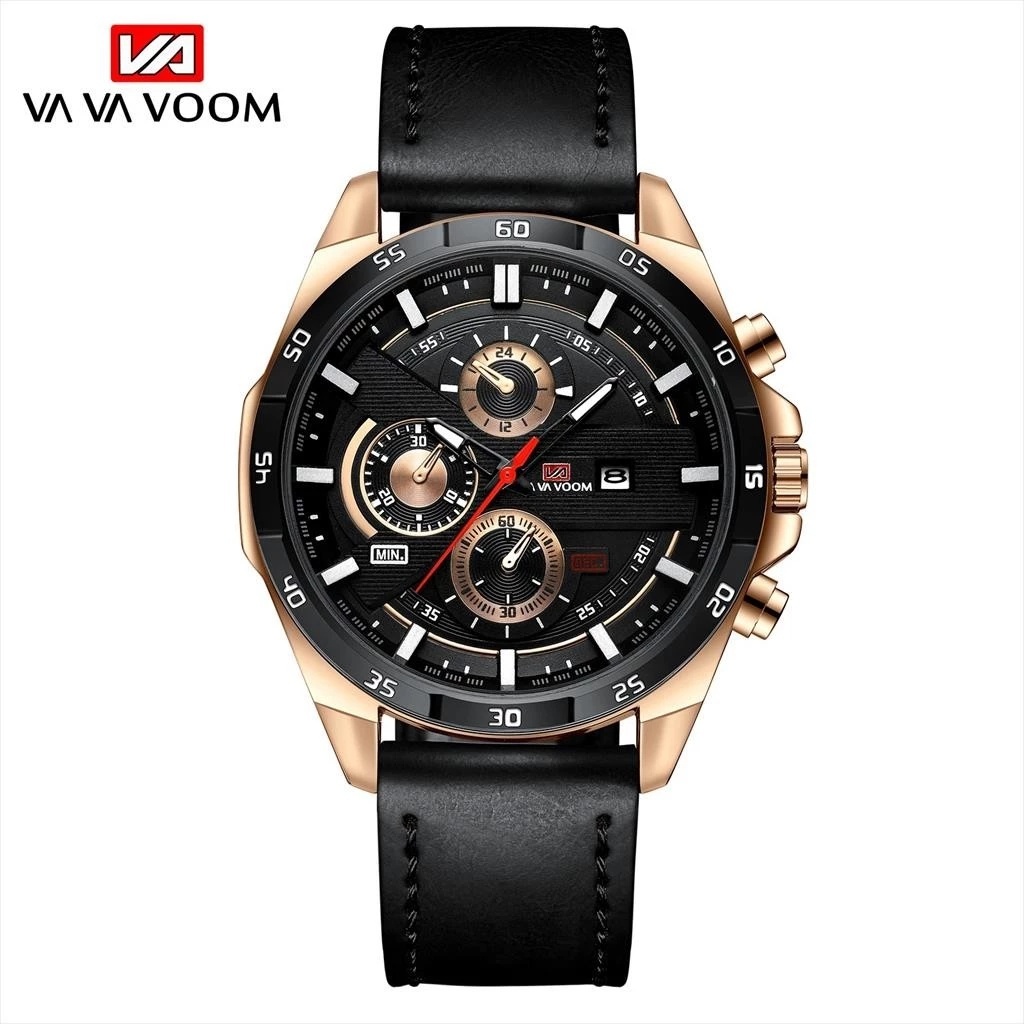 Jam Tangan Pria VAVAVOOM 216 Tahan Air Kulit Leather Anti Karat Premium Original onisto.id