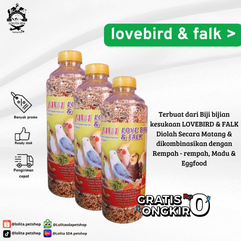 java lovebird & falk pakan burung lovebird dan falk