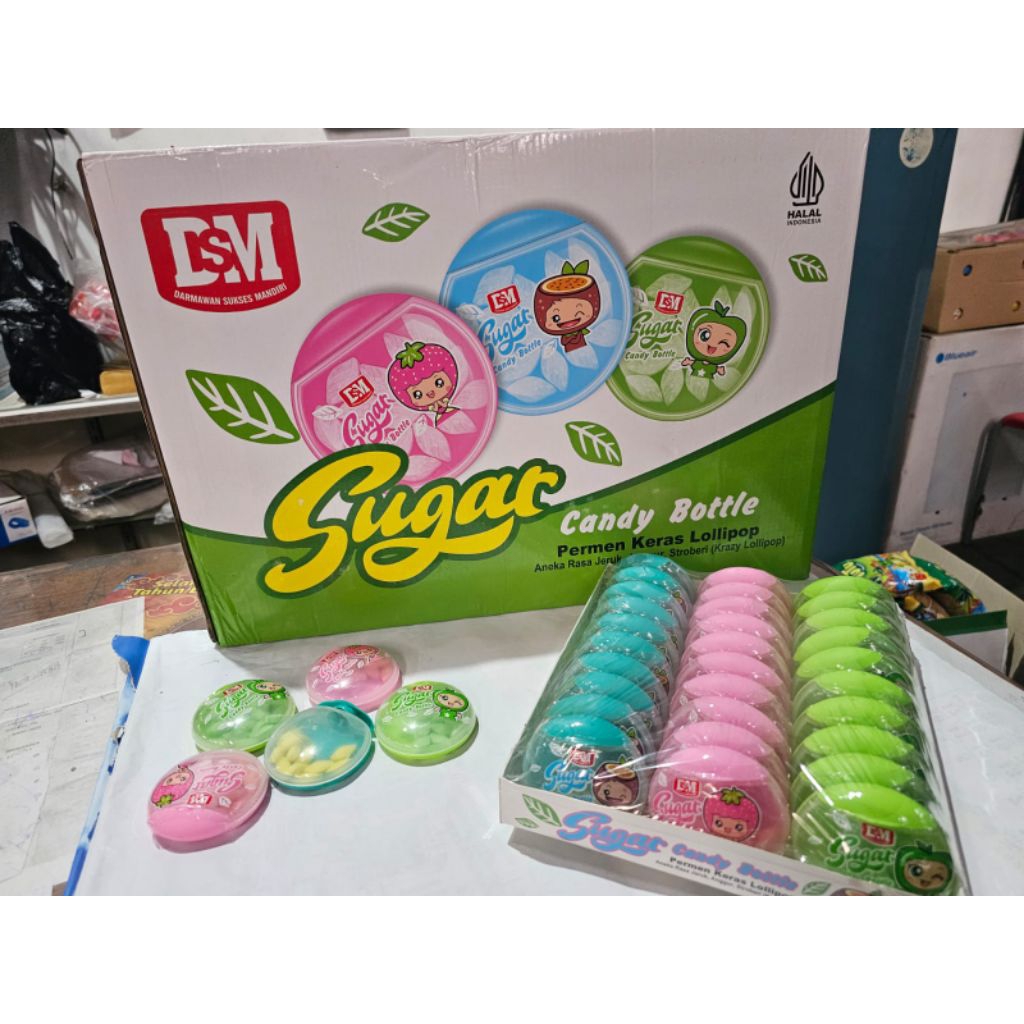 

permen Sugar candy Bottle aneka rasa buah 1 box isi 30 botol