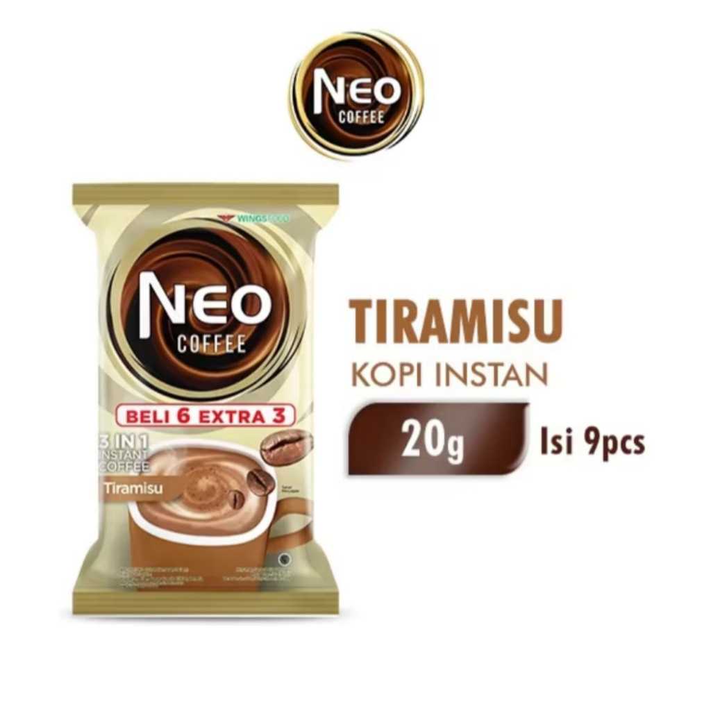 

Neo Coffee Kopi Instan Tiramisu Pack 20 gr isi 6+3 pcs