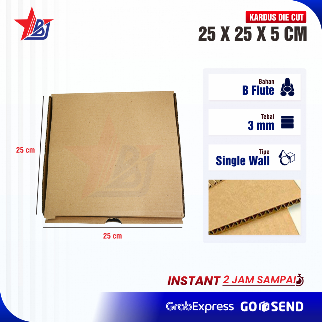 

Kardus Die Cut Pizza Polos 25x25x5 Cm Single Wall Polos Tebal B Flute Baru Murah Hampers Paket Kado