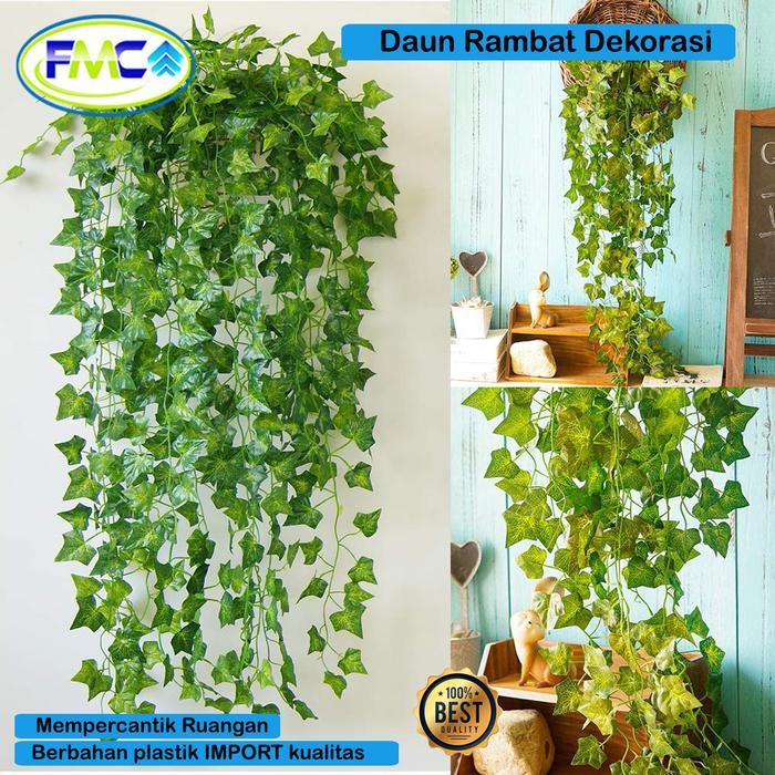 Daun Rambat Lvy Dekorasi Hiasan Ruang Tamu Teras Plastik Artificial Bunga Gantung Flowers Import Bun