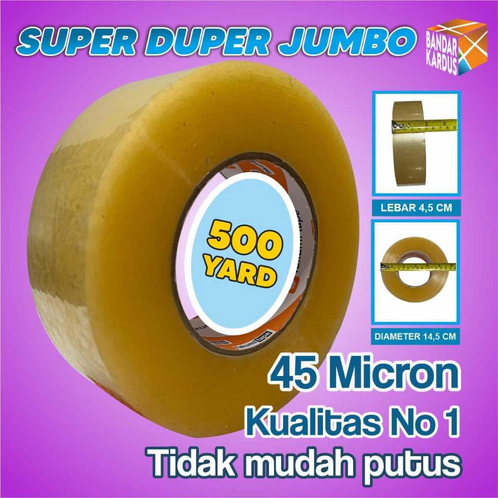 

Lakban Besar Jumbo Tebal Bening Coklat 2 INCH 45 MM 500 yard 300 Meter AA300