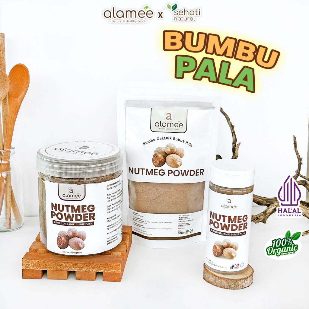 

Bumbu Dapur Pala Bubuk Nutmeg Seasoning Powder Rempah Murni Asli Tanpa Campuran Organik Alami 50g