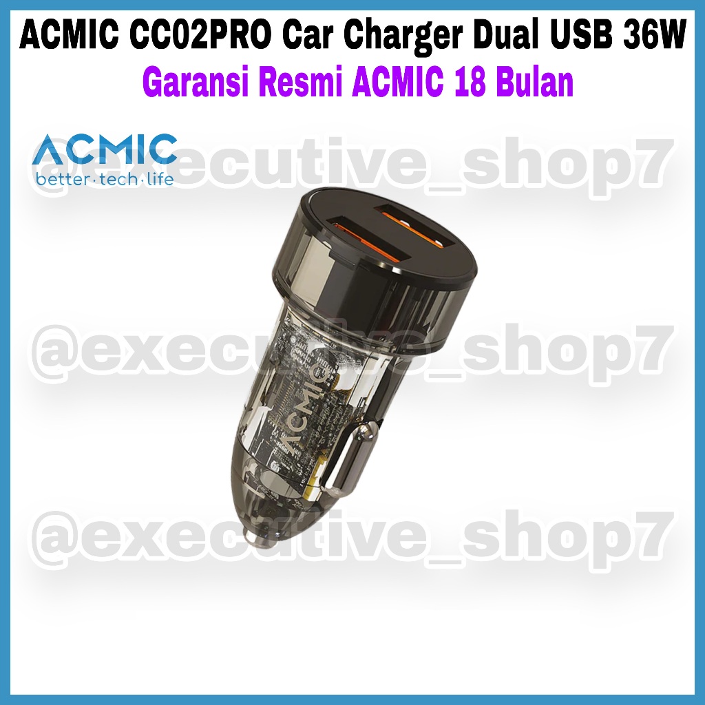 ACMIC CC02PRO Car Charger Dual USB 36W - Garansi Resmi ACMIC 18 Bulan
