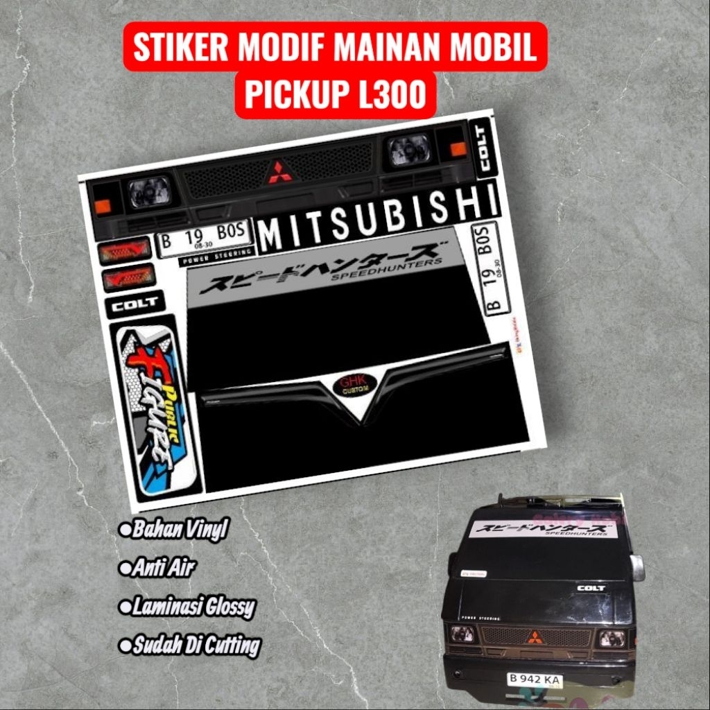 Stiker Modif Mobil Mainan L300 Pickup Anti Air