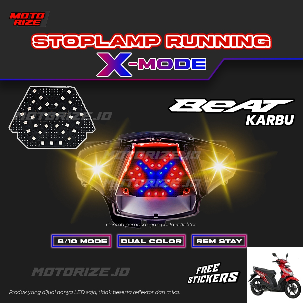 STOPLAMP RUNNING X MODE BEAT KARBU LAMPU REM LED MOTOR VARIASI MOTOR HONDA BEAT KARBU