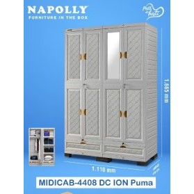 Lemari Plastik 4 Pintu Napolly MCAB 4408 ION / Lemari Pakaian Plastik Napolly