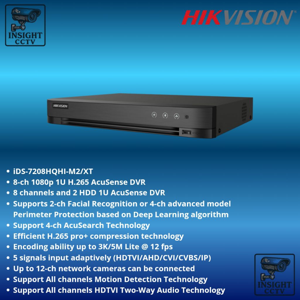 HIKVISION DVR 8CH SUPPORT 2 HDD iDS-7208HQHI-M2/XT DVR 8 CHANNEL HIKVISION