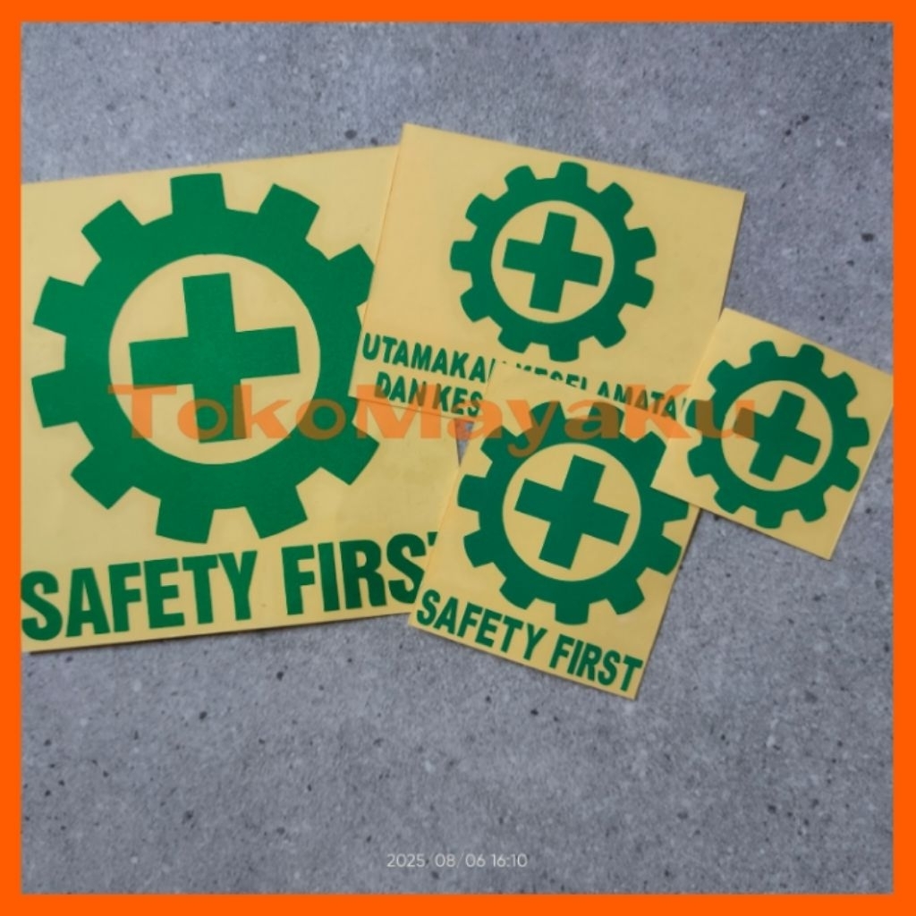 Stiker cutting safety first | Stiker k3 | stiker helm proyek