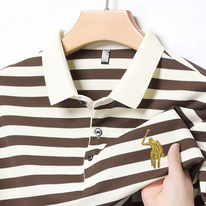kaos kerah pria lengan pendek Kaos Garis Garis Pria Kemeja Inport Pria Bordir Rajutan